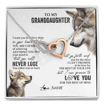 Personalized To My Granddaughter Necklace From Grandma You Will Never Lose Wolf Granddaughter Birthday Graduation Christmas Customized Gift Box Message Card