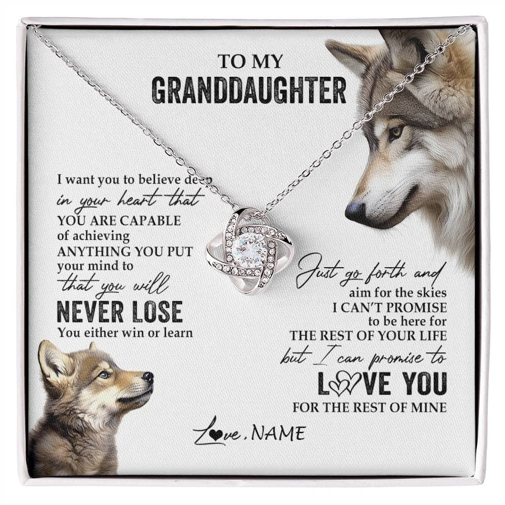 Personalized To My Granddaughter Necklace From Grandma You Will Never Lose Wolf Granddaughter Birthday Graduation Christmas Customized Gift Box Message Card
