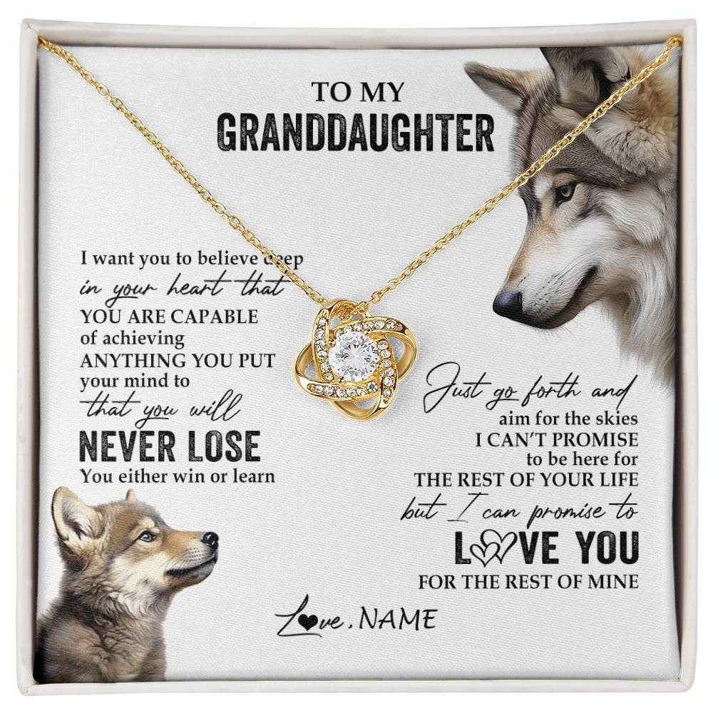 Personalized To My Granddaughter Necklace From Grandma You Will Never Lose Wolf Granddaughter Birthday Graduation Christmas Customized Gift Box Message Card