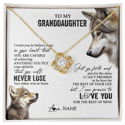 Personalized To My Granddaughter Necklace From Grandma You Will Never Lose Wolf Granddaughter Birthday Graduation Christmas Customized Gift Box Message Card