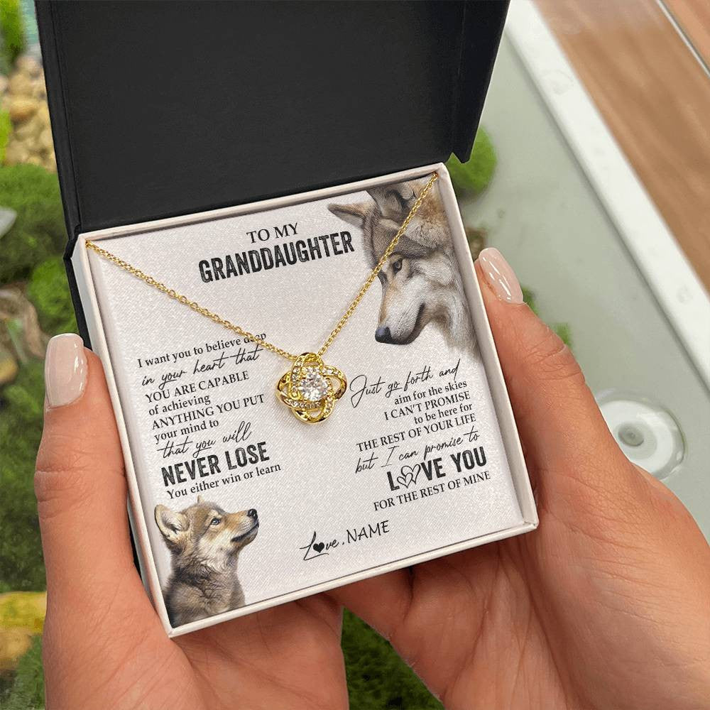 Personalized To My Granddaughter Necklace From Grandma You Will Never Lose Wolf Granddaughter Birthday Graduation Christmas Customized Gift Box Message Card