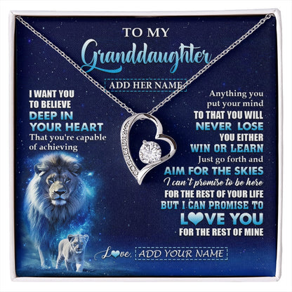 Personalized To My Granddaughter Necklace From Grandpa Believe Your Heart Granddaughter Gift Birthday Graduation Christmas Customized Gift Box Message Card