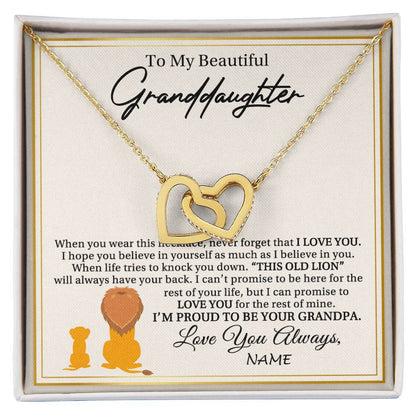 Personalized To My Granddaughter Necklace From Grandpa I'M Proud To Be Your Grandpa Lion Granddaughter Birthday Christmas Customized Gift Box Message Card