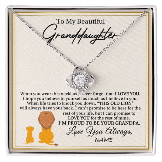 Personalized To My Granddaughter Necklace From Grandpa I'M Proud To Be Your Grandpa Lion Granddaughter Birthday Christmas Customized Gift Box Message Card