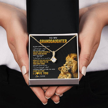 Personalized To My Granddaughter Necklace From Grandpa Lion My Only Wish For You Granddaughter Birthday Graduation Christmas Customized Gift Box Message Card
