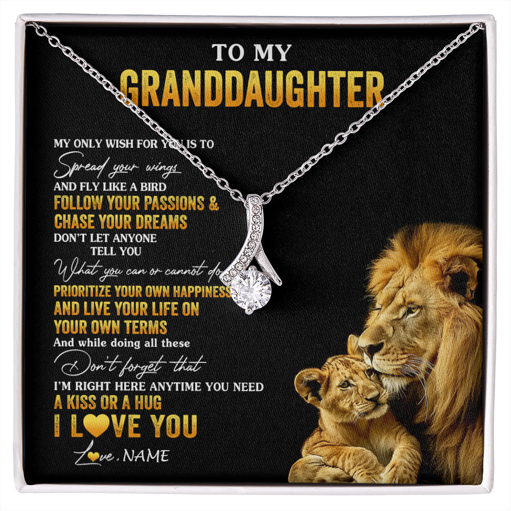Personalized To My Granddaughter Necklace From Grandpa Lion My Only Wish For You Granddaughter Birthday Graduation Christmas Customized Gift Box Message Card