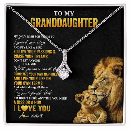 Personalized To My Granddaughter Necklace From Grandpa Lion My Only Wish For You Granddaughter Birthday Graduation Christmas Customized Gift Box Message Card