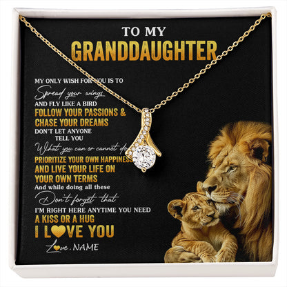 Personalized To My Granddaughter Necklace From Grandpa Lion My Only Wish For You Granddaughter Birthday Graduation Christmas Customized Gift Box Message Card