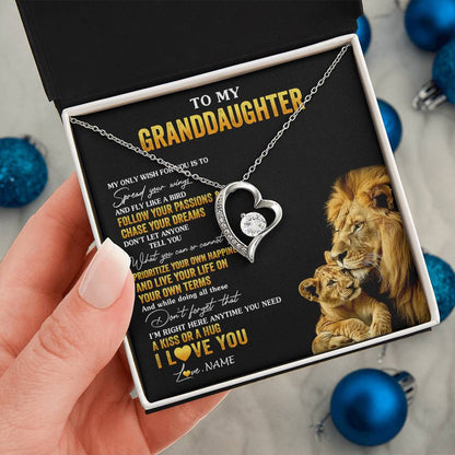 Personalized To My Granddaughter Necklace From Grandpa Lion My Only Wish For You Granddaughter Birthday Graduation Christmas Customized Gift Box Message Card