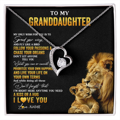 Personalized To My Granddaughter Necklace From Grandpa Lion My Only Wish For You Granddaughter Birthday Graduation Christmas Customized Gift Box Message Card