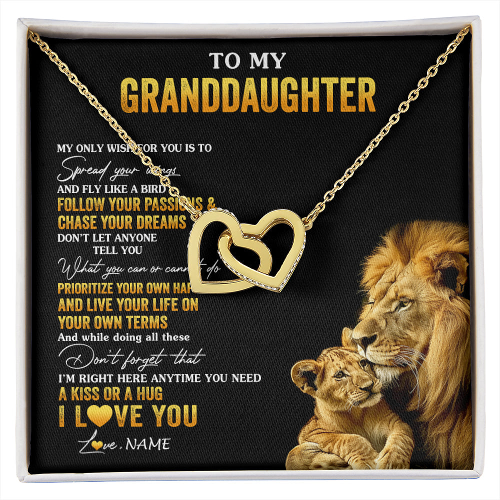 Personalized To My Granddaughter Necklace From Grandpa Lion My Only Wish For You Granddaughter Birthday Graduation Christmas Customized Gift Box Message Card