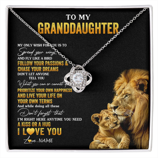 Personalized To My Granddaughter Necklace From Grandpa Lion My Only Wish For You Granddaughter Birthday Graduation Christmas Customized Gift Box Message Card