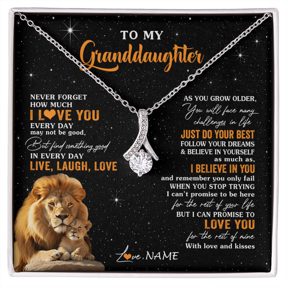 Personalized To My Granddaughter Necklace From Grandpa Live Laugh Love Lion Birthday Gifts Positive Graduation Christmas Customized Gift Box Message Card