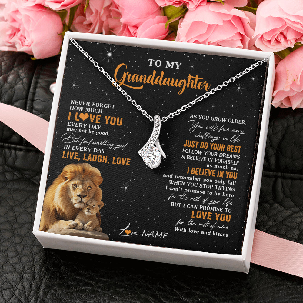 Personalized To My Granddaughter Necklace From Grandpa Live Laugh Love Lion Birthday Gifts Positive Graduation Christmas Customized Gift Box Message Card