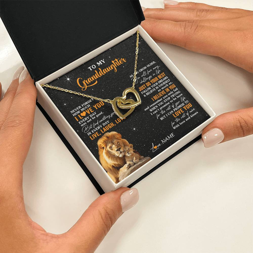 Personalized To My Granddaughter Necklace From Grandpa Live Laugh Love Lion Birthday Gifts Positive Graduation Christmas Customized Gift Box Message Card