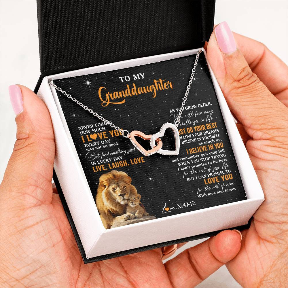 Personalized To My Granddaughter Necklace From Grandpa Live Laugh Love Lion Birthday Gifts Positive Graduation Christmas Customized Gift Box Message Card