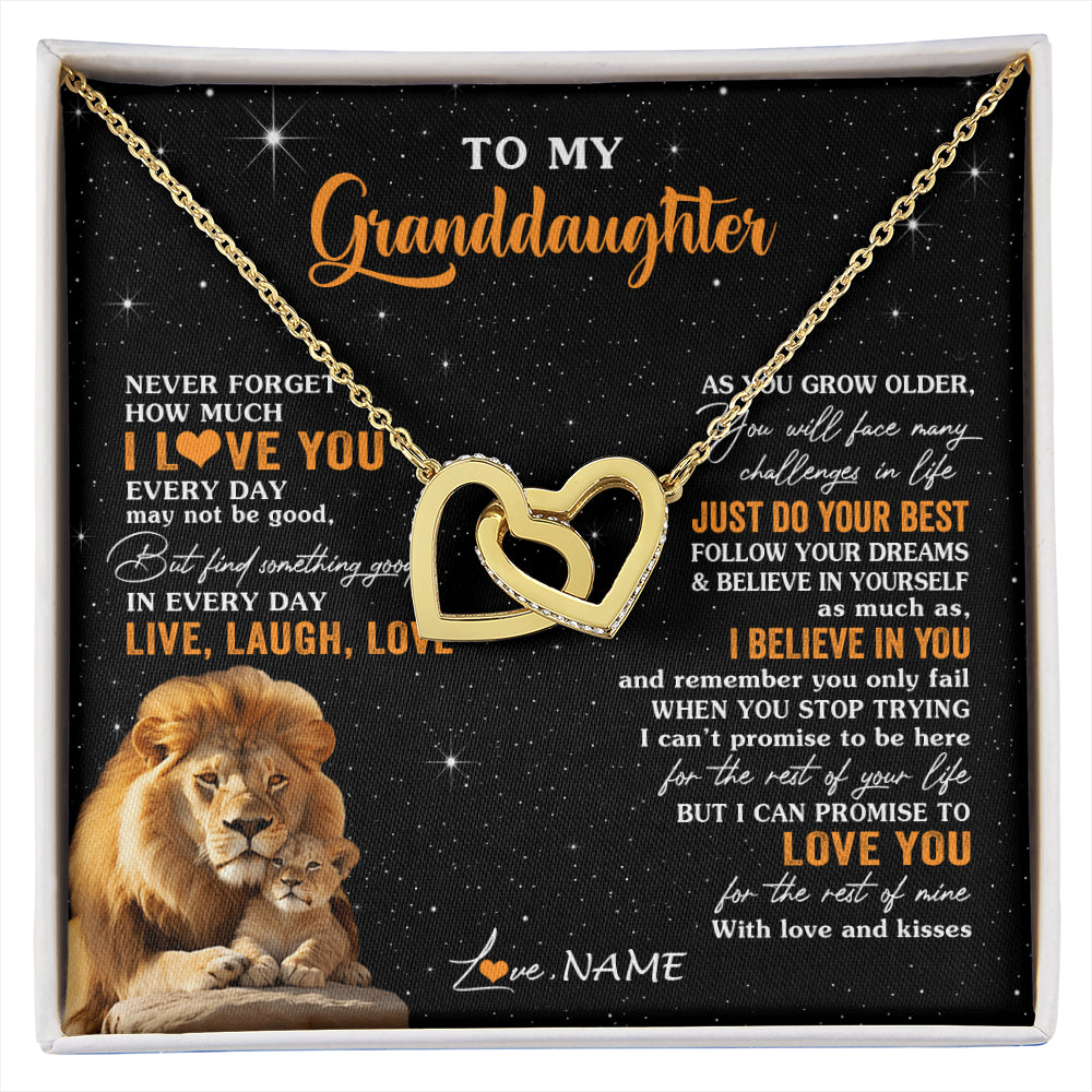 Personalized To My Granddaughter Necklace From Grandpa Live Laugh Love Lion Birthday Gifts Positive Graduation Christmas Customized Gift Box Message Card
