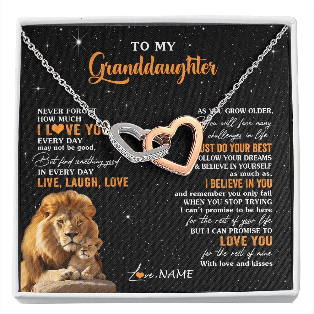 Personalized To My Granddaughter Necklace From Grandpa Live Laugh Love Lion Birthday Gifts Positive Graduation Christmas Customized Gift Box Message Card