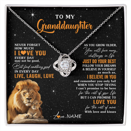 Personalized To My Granddaughter Necklace From Grandpa Live Laugh Love Lion Birthday Gifts Positive Graduation Christmas Customized Gift Box Message Card
