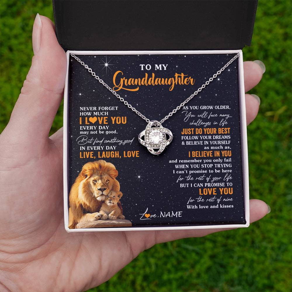 Personalized To My Granddaughter Necklace From Grandpa Live Laugh Love Lion Birthday Gifts Positive Graduation Christmas Customized Gift Box Message Card