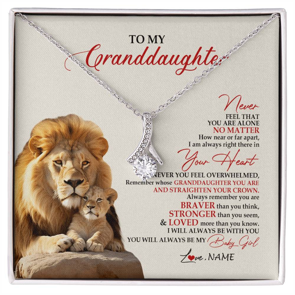Personalized To My Granddaughter Necklace From Grandpa Nana Never Feel You Are Alone Lion Granddaughter Birthday Christmas Customized Message Card