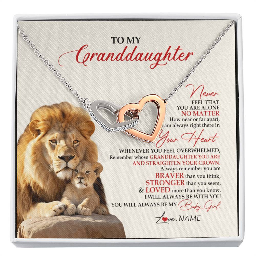 Personalized To My Granddaughter Necklace From Grandpa Nana Never Feel You Are Alone Lion Granddaughter Birthday Christmas Customized Message Card