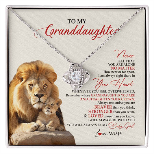 Personalized To My Granddaughter Necklace From Grandpa Nana Never Feel You Are Alone Lion Granddaughter Birthday Christmas Customized Message Card