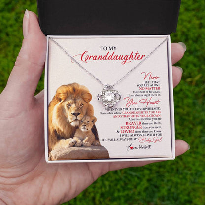 Personalized To My Granddaughter Necklace From Grandpa Nana Never Feel You Are Alone Lion Granddaughter Birthday Christmas Customized Message Card