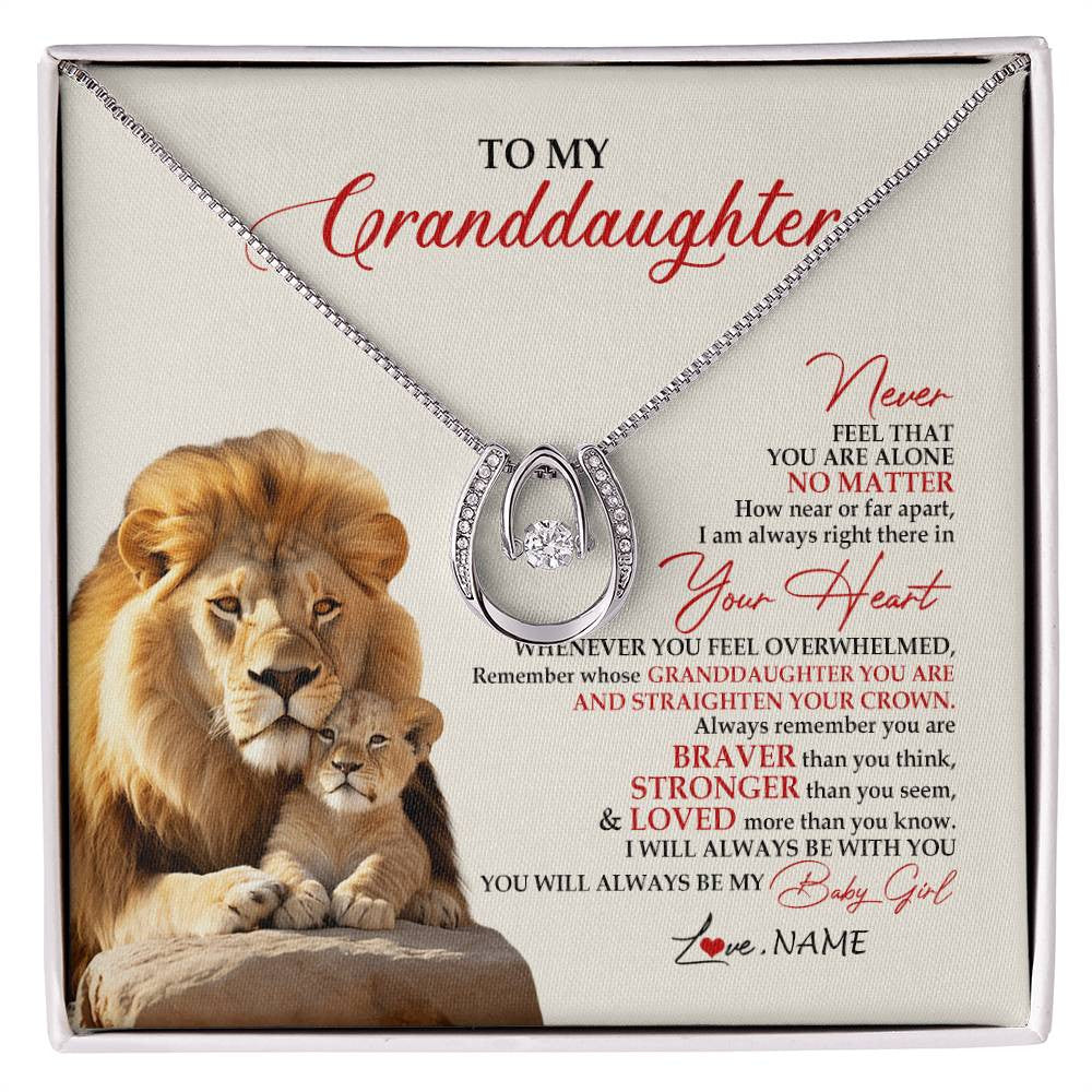 Personalized To My Granddaughter Necklace From Grandpa Nana Never Feel You Are Alone Lion Granddaughter Birthday Christmas Customized Message Card
