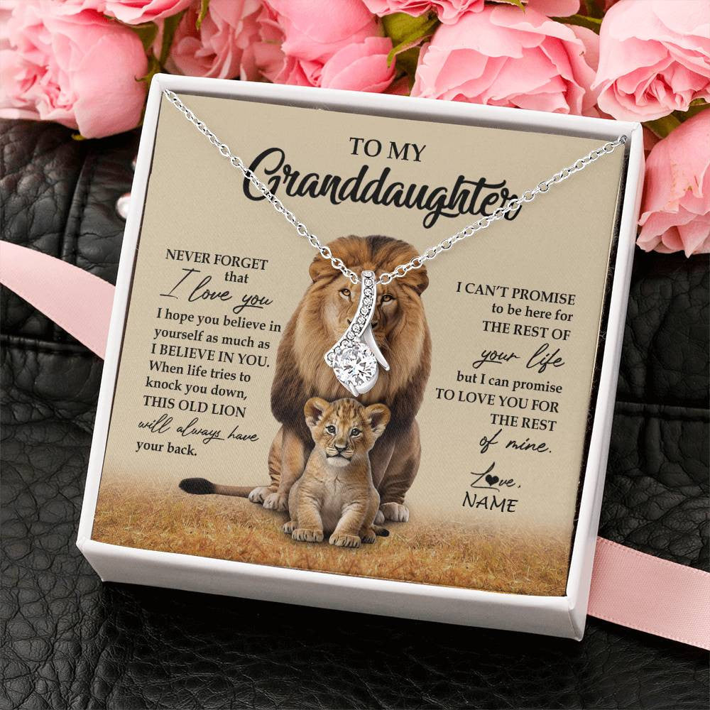 Personalized To My Granddaughter Necklace From Grandpa Papa Lion Never Forget That I Love You Granddaughter Jewelry Birthday Christmas Customized Message Card