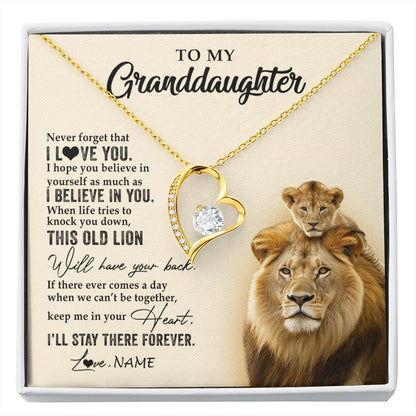 Personalized To My Granddaughter Necklace From Grandpa Papa This Old Lion Never Forget I Love You Jewelry Birthday Christmas Customized Gift Box Message Card