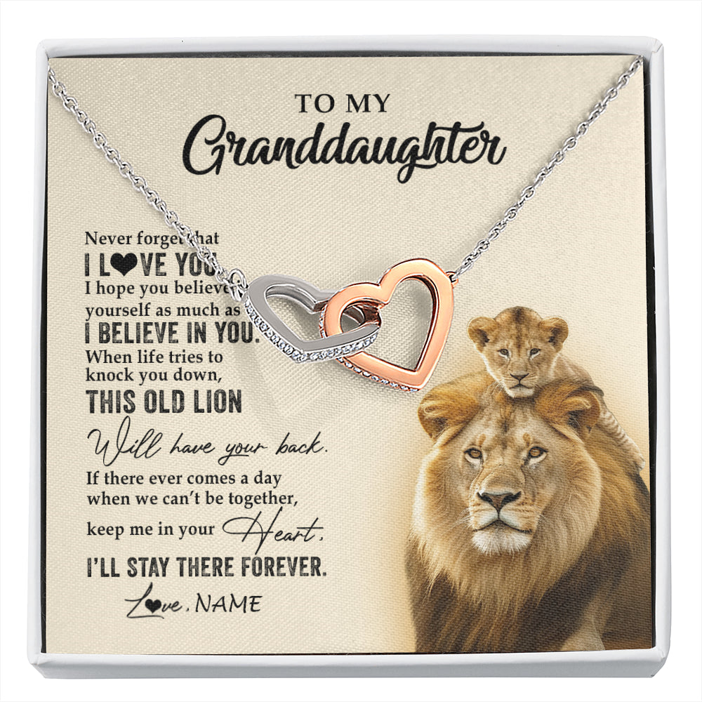 Personalized To My Granddaughter Necklace From Grandpa Papa This Old Lion Never Forget I Love You Jewelry Birthday Christmas Customized Gift Box Message Card