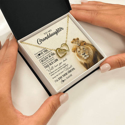 Personalized To My Granddaughter Necklace From Grandpa Papa This Old Lion Never Forget I Love You Jewelry Birthday Christmas Customized Gift Box Message Card