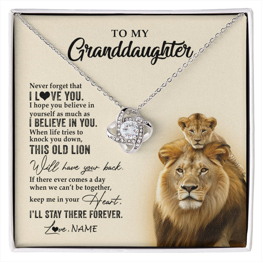 Personalized To My Granddaughter Necklace From Grandpa Papa This Old Lion Never Forget I Love You Jewelry Birthday Christmas Customized Gift Box Message Card