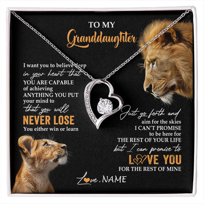 Personalized To My Granddaughter Necklace From Grandpa Papa You Will Never Lose Lion Granddaughter Birthday Gifts Graduation Christmas Gift Box Message Card