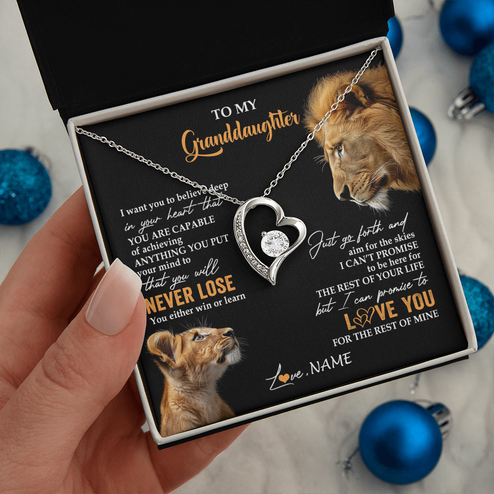 Personalized To My Granddaughter Necklace From Grandpa Papa You Will Never Lose Lion Granddaughter Birthday Gifts Graduation Christmas Gift Box Message Card