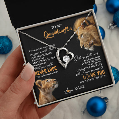 Personalized To My Granddaughter Necklace From Grandpa Papa You Will Never Lose Lion Granddaughter Birthday Gifts Graduation Christmas Gift Box Message Card