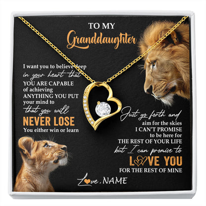Personalized To My Granddaughter Necklace From Grandpa Papa You Will Never Lose Lion Granddaughter Birthday Gifts Graduation Christmas Gift Box Message Card