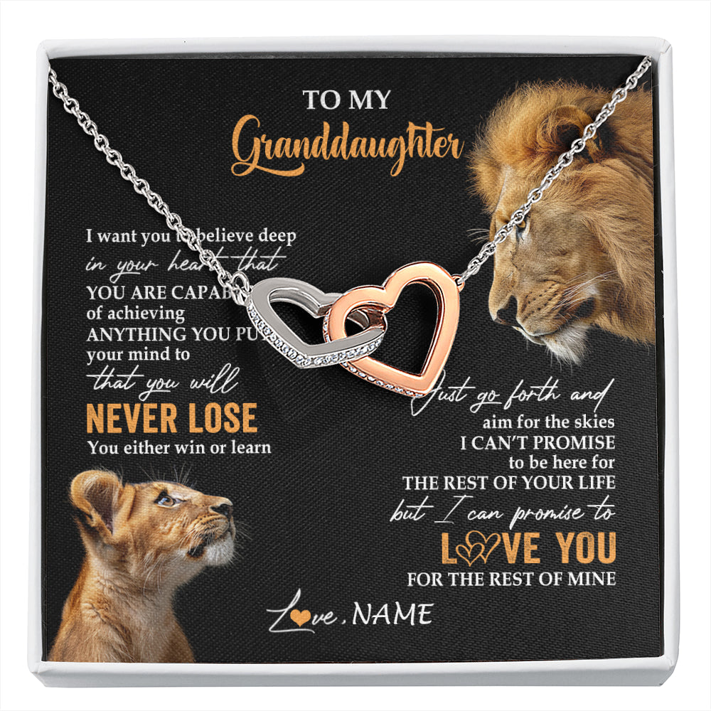 Personalized To My Granddaughter Necklace From Grandpa Papa You Will Never Lose Lion Granddaughter Birthday Gifts Graduation Christmas Gift Box Message Card