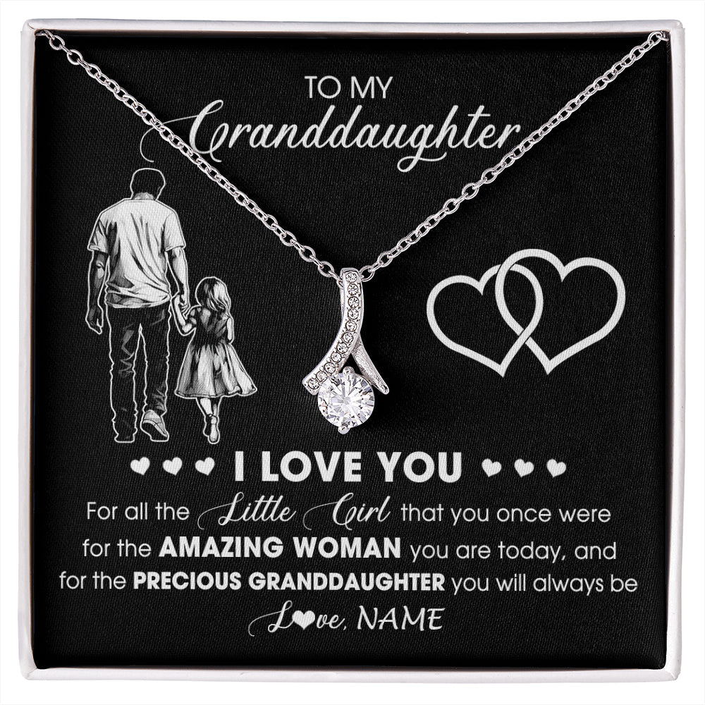 Personalized To My Granddaughter Necklace From Grandpa Pop I Love You Little Granddaughter Birthday Christmas Jewelry Customized Gift Box Message Card