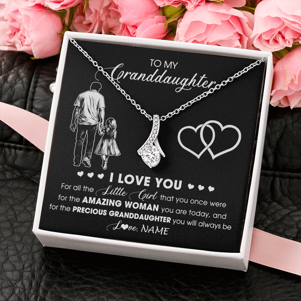 Personalized To My Granddaughter Necklace From Grandpa Pop I Love You Little Granddaughter Birthday Christmas Jewelry Customized Gift Box Message Card