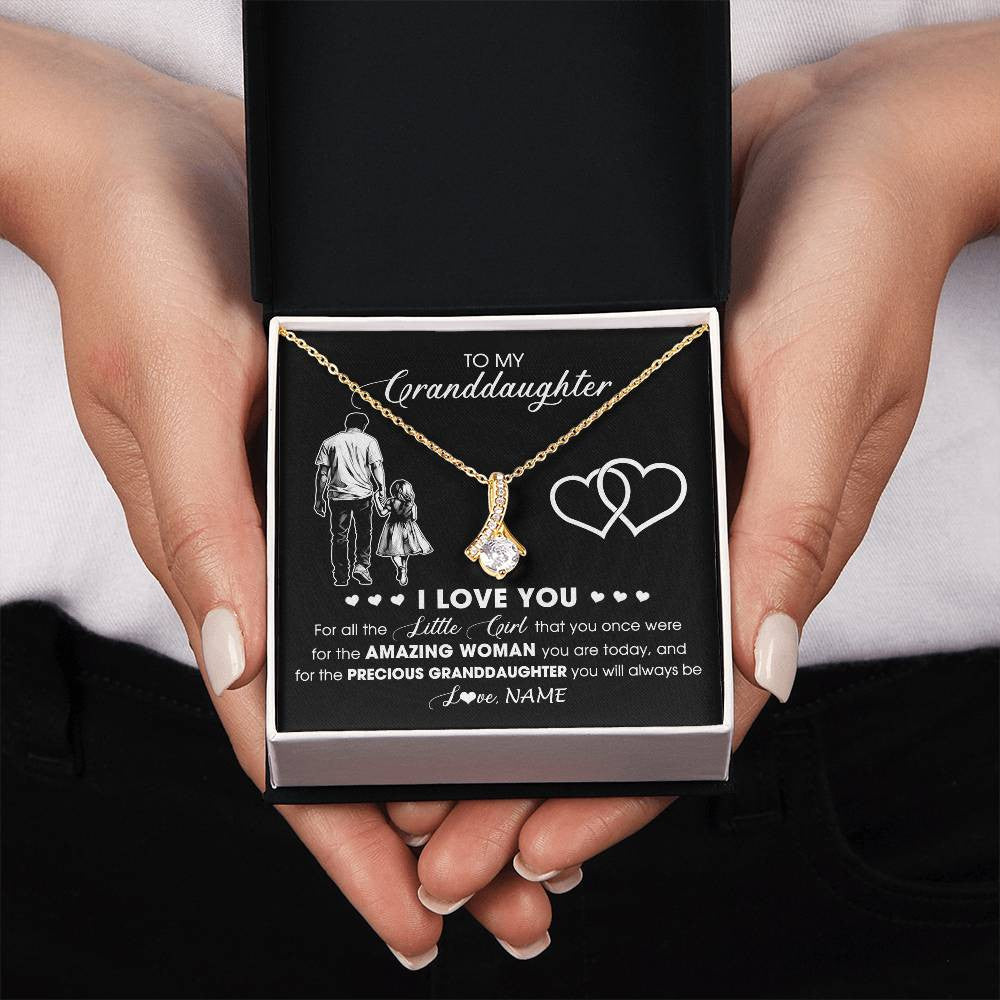 Personalized To My Granddaughter Necklace From Grandpa Pop I Love You Little Granddaughter Birthday Christmas Jewelry Customized Gift Box Message Card