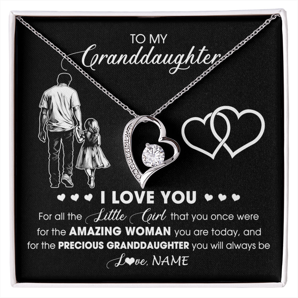 Personalized To My Granddaughter Necklace From Grandpa Pop I Love You Little Granddaughter Birthday Christmas Jewelry Customized Gift Box Message Card