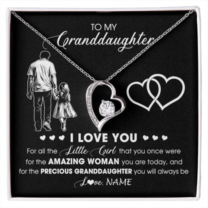 Personalized To My Granddaughter Necklace From Grandpa Pop I Love You Little Granddaughter Birthday Christmas Jewelry Customized Gift Box Message Card