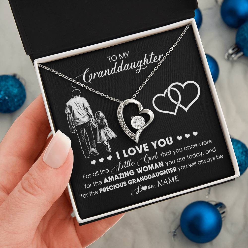 Personalized To My Granddaughter Necklace From Grandpa Pop I Love You Little Granddaughter Birthday Christmas Jewelry Customized Gift Box Message Card