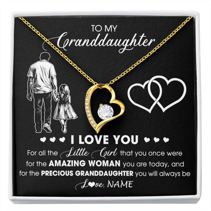 Personalized To My Granddaughter Necklace From Grandpa Pop I Love You Little Granddaughter Birthday Christmas Jewelry Customized Gift Box Message Card