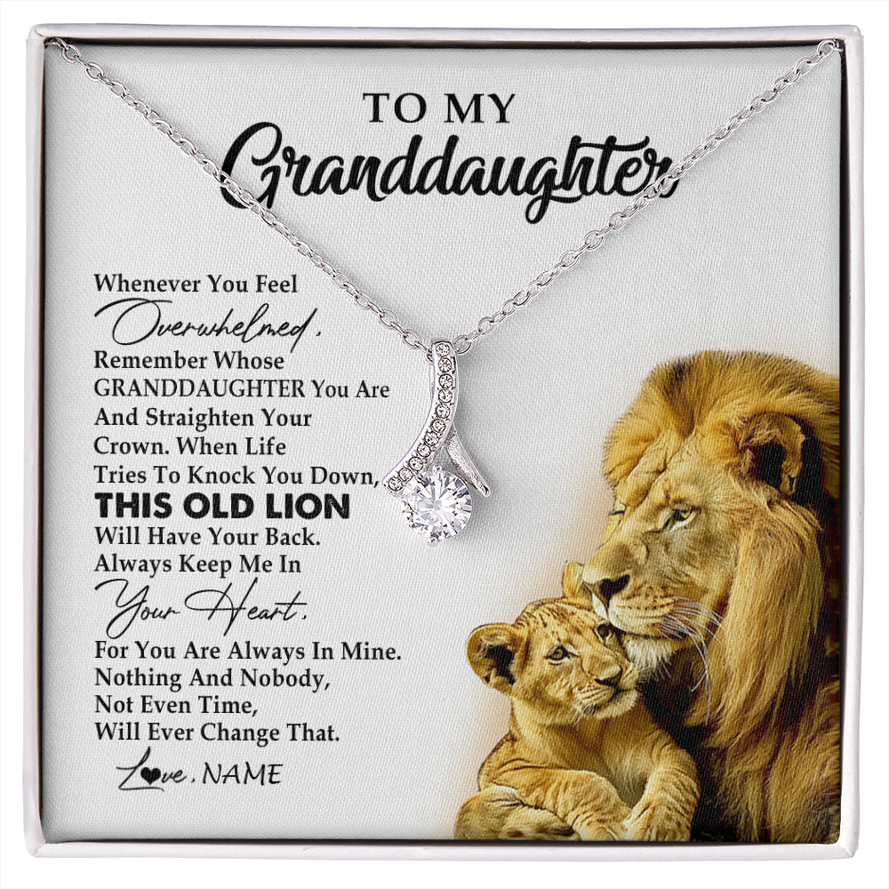 Personalized To My Granddaughter Necklace From Grandpa Whenever You Feel Overwhelmed Lion Granddaughter Birthday Christmas Customized Gift Box Message Card