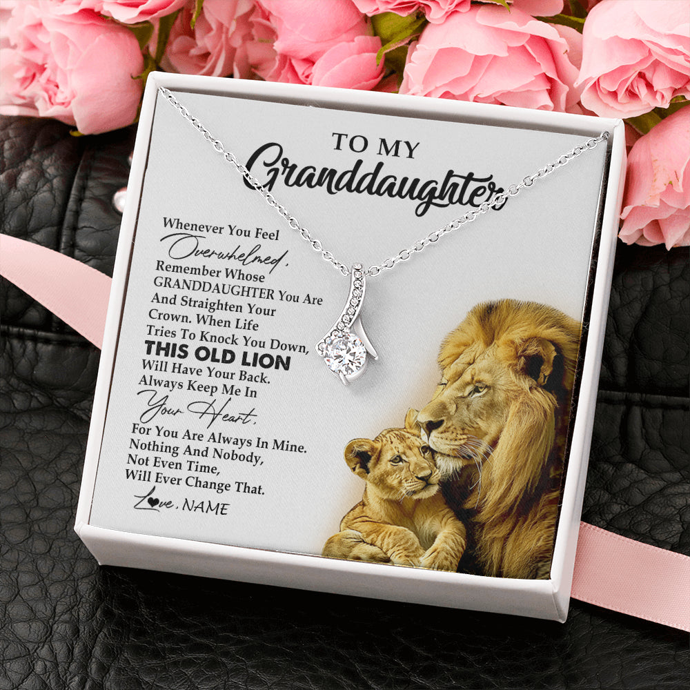 Personalized To My Granddaughter Necklace From Grandpa Whenever You Feel Overwhelmed Lion Granddaughter Birthday Christmas Customized Gift Box Message Card