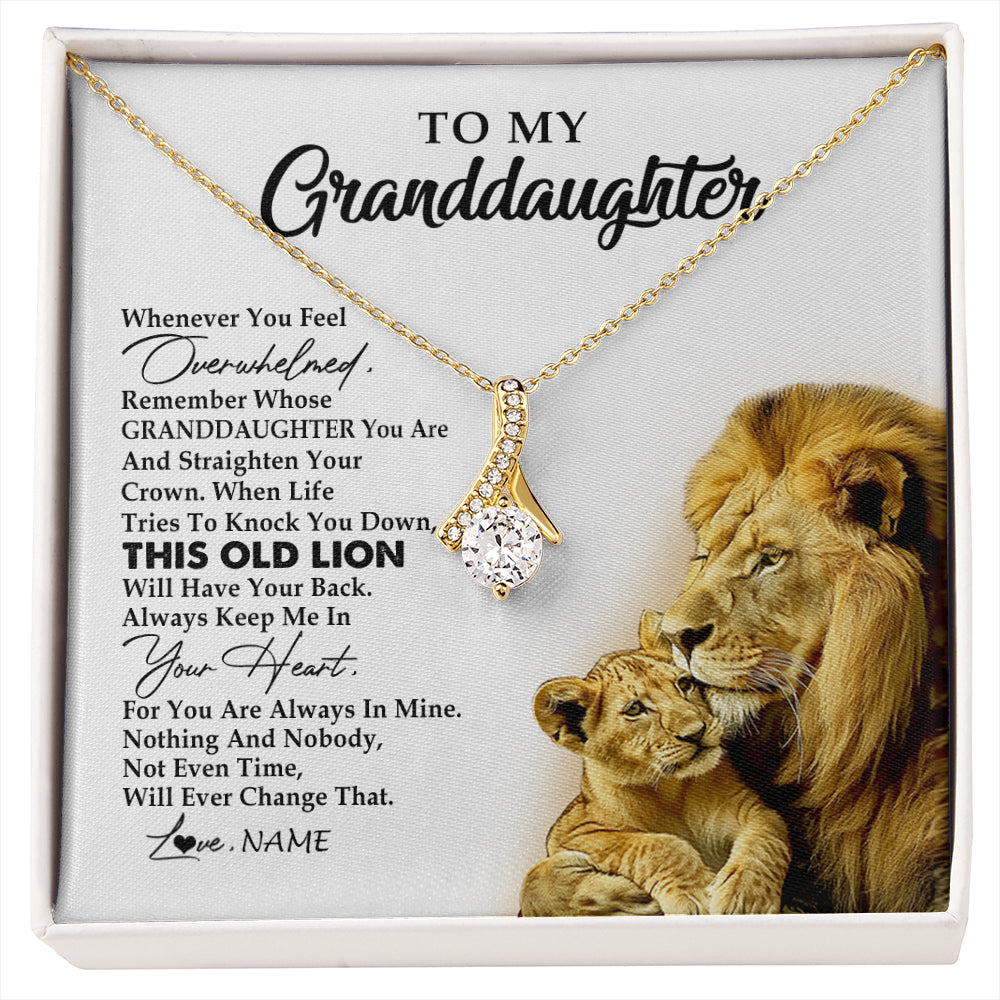 Personalized To My Granddaughter Necklace From Grandpa Whenever You Feel Overwhelmed Lion Granddaughter Birthday Christmas Customized Gift Box Message Card