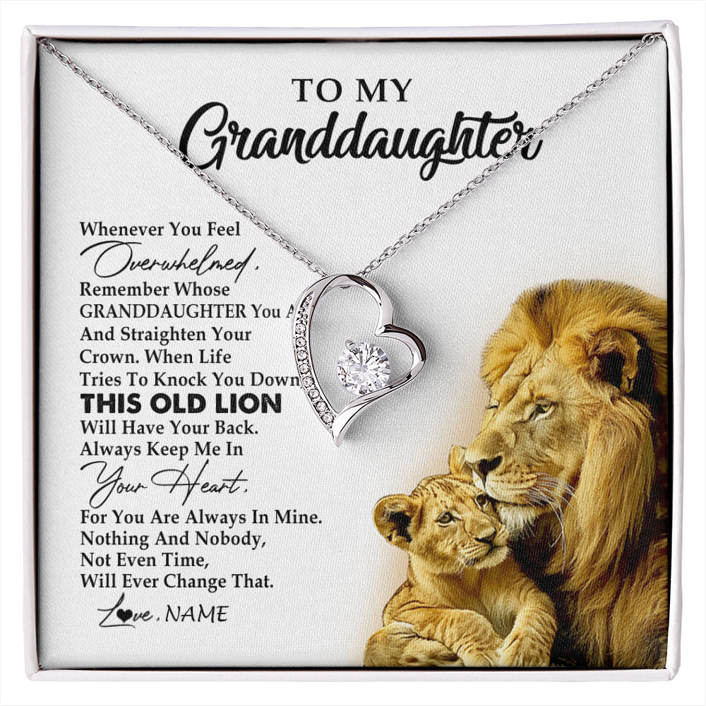Personalized To My Granddaughter Necklace From Grandpa Whenever You Feel Overwhelmed Lion Granddaughter Birthday Christmas Customized Gift Box Message Card